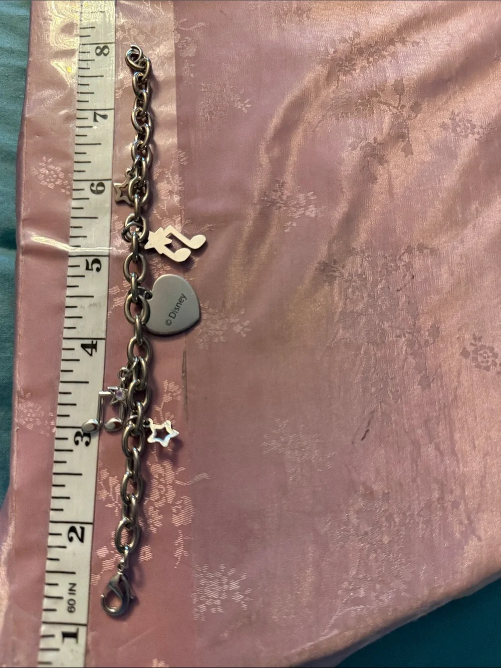 Disney Silver Charm Bracelet with Musical Note and Star Charms